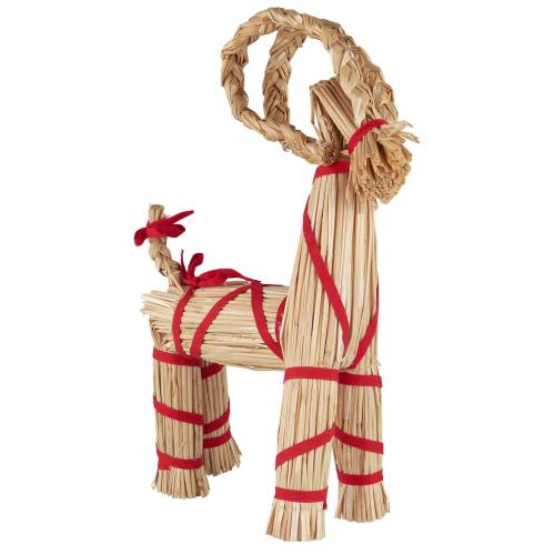 Julbock - Halmbock med röda band - 43 cm - www.frokenfraken.se