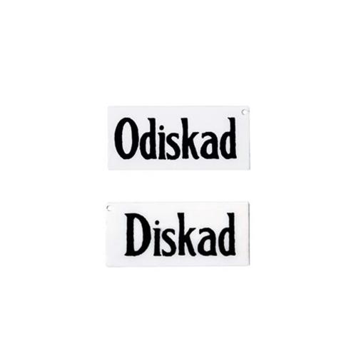 Skylt Diskad/Odiskad - 4 x 2 cm - www.frokenfraken.se