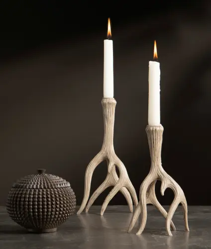 Ljusstake - Renhorn - Natur - 22 cm - 1st - www.frokenfraken.se