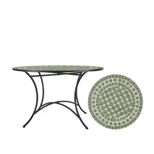 Trädgårdsbord - Grönmelerad Mosaik - Järn - Ø100 x 72 cm - www.frokenfraken.se