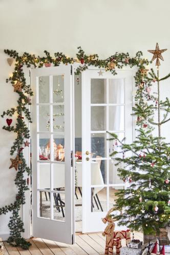 Julbock - Halmbock med röda band - 43 cm - www.frokenfraken.se