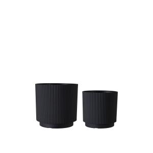 Kruka - Svart - Stripe - 2 storlekar - Ø28/23 cm - www.frokenfraken.se