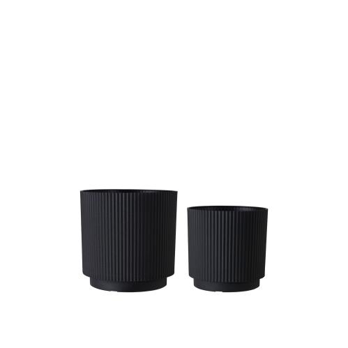Kruka - Svart - Stripe - 2 storlekar - Ø28/23 cm - www.frokenfraken.se