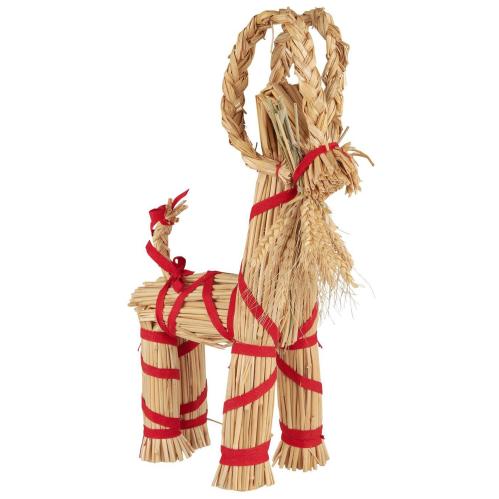 Julbock - Halmbock med röda band - 44 cm - www.frokenfraken.se