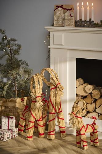 Julbock - Halmbock med röda band - 63 cm - www.frokenfraken.se