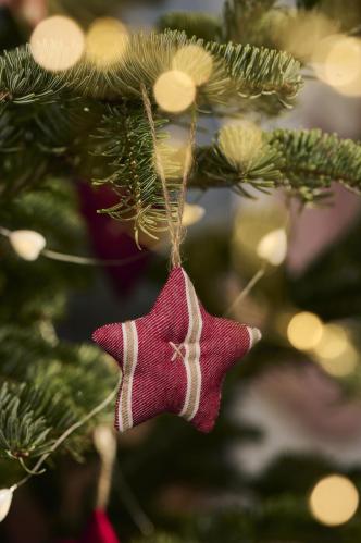 Julgrans hänge - 1st - Tyg Stjärna - Ø8 cm - www.frokenfraken.se