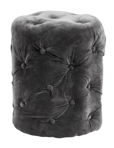 XXX_UTGÅTT_Sittpuff - Sammet med knappar - Grå - 40 x 46 cm - www.frokenfraken.se