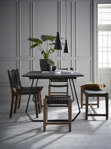 Stol - Trä & Läder - Svart - 45 x 59 x 85 cm - www.frokenfraken.se