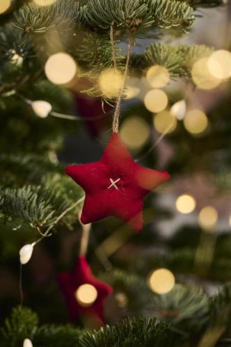 Julgrans hänge - 1st - Tyg Stjärna - Ø8 cm - www.frokenfraken.se