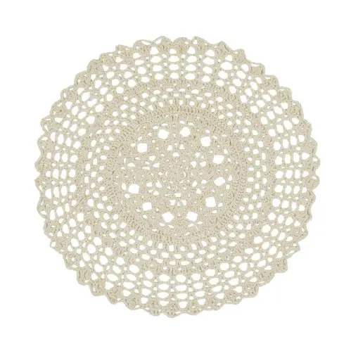 Bordstablett - Rund Virkad - Offwhite - Ø38 cm - www.frokenfraken.se