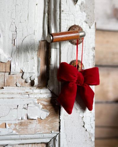 Hänge - Rosett - Sammet - Röd - 11 x 10 cm - www.frokenfraken.se