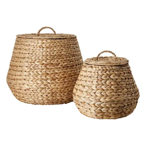 Korg med lock - 2 storlekar - Natur - Ø22/30 x 30 cm - www.frokenfraken.se