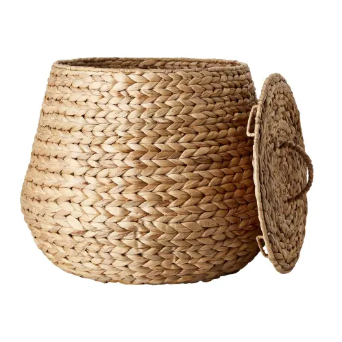 Korg med lock - 2 storlekar - Natur - Ø22/30 x 30 cm - www.frokenfraken.se