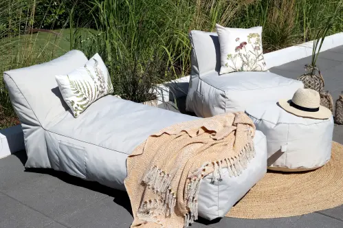 Lounge - Sittpuff - Beige - Utomhus - Ø 60 x 32 cm - 2-Pack - www.frokenfraken.se