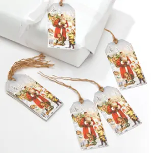 Juletiketter - Klassisk Jultomte - 8st - 8 cm - www.frokenfraken.se