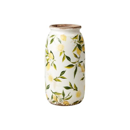 Urna S - Citroner - Vit/grön/gul - Ø13 x 25 cm - www.frokenfraken.se
