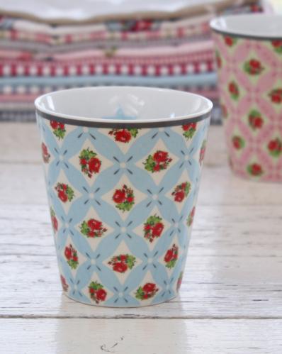 Mugg - Blå - Blommig & Rutig - www.frokenfraken.se