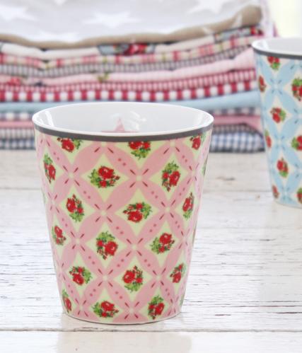 Mugg - Rosa - Blommig & Rutig - www.frokenfraken.se