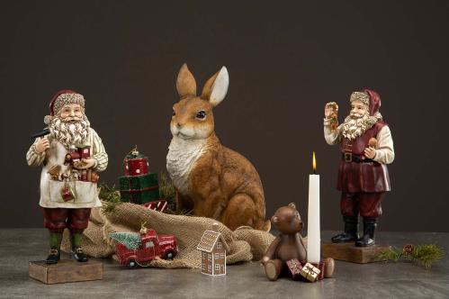 Jultomte som håller i en nalle - Röd - 32 cm - www.frokenfraken.se
