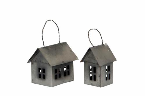 Ljuslykta - Hus i metall - Grå - 2-pack - www.frokenfraken.se