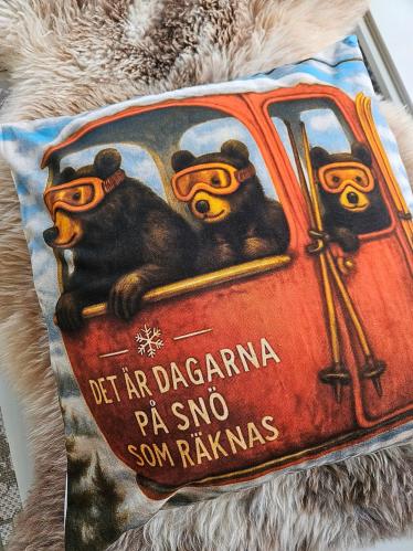 Kuddfodral - Skidbjörnar - 45 x 45 cm - www.frokenfraken.se