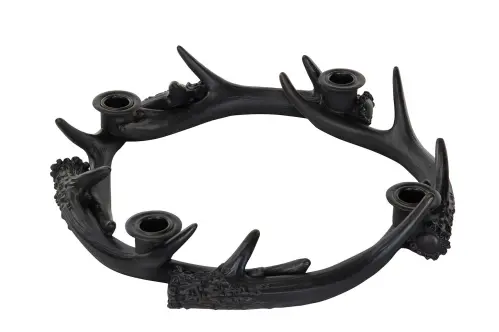 Ljusstake - Krans - Renhorn - 4 st ljus - 35 x 35 x 7 cm - www.frokenfraken.se