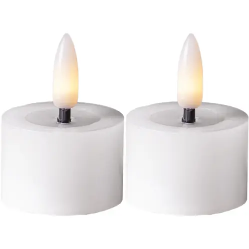 Batteriljus - Vit - LED Värmeljus - 5 cm - Flamme Flow - 2 st - www.frokenfraken.se
