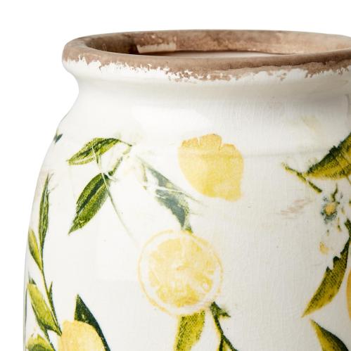 Urna S - Citroner - Vit/grön/gul - Ø13 x 25 cm - www.frokenfraken.se