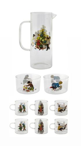 Glöggservis - 9 delar - Barnen i bullerbyn - Glas - 45 × 27 × 11 cm - www.frokenfraken.se