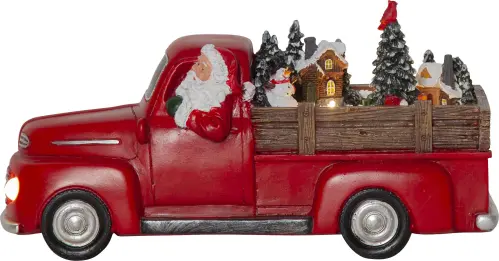 Jultomte i pickup med julby - 14 cm - www.frokenfraken.se