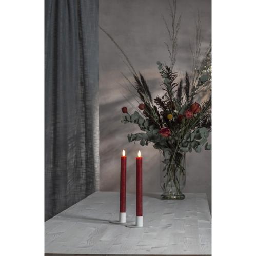 Batteriljus - Röd - Kronljus/Antikljus - Flamme - 2 st - 24,5 cm - Timer - www.frokenfraken.se