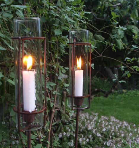 Ljusstake på pinne med glas - kronljus - svart - 120 cm - www.frokenfraken.se