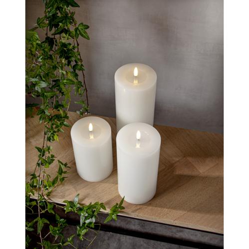 Batteriljus - Vit - LED Blockljus - Flamme Flow - Stor - Ø 10 x 17,5 cm - Timer - www.frokenfraken.se