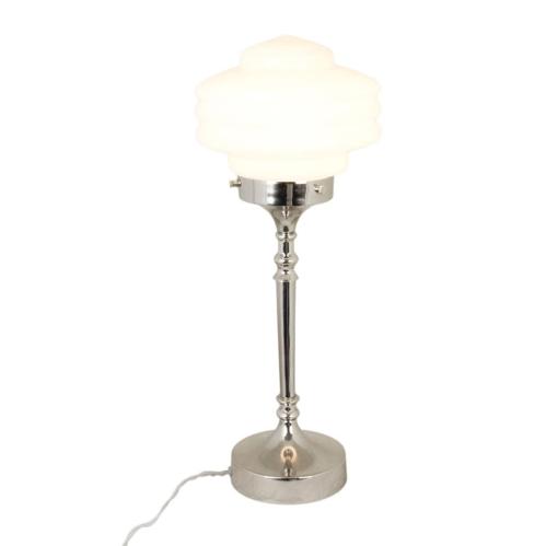 Bordslampa - Valter - Nickel/Opal Beige - Ø20 x 56 cm - www.frokenfraken.se