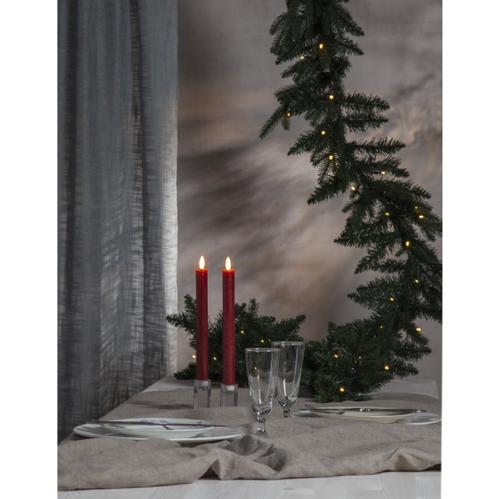 Batteriljus - Röd - Kronljus/Antikljus - Flamme - 2 st - 24,5 cm - Timer - www.frokenfraken.se