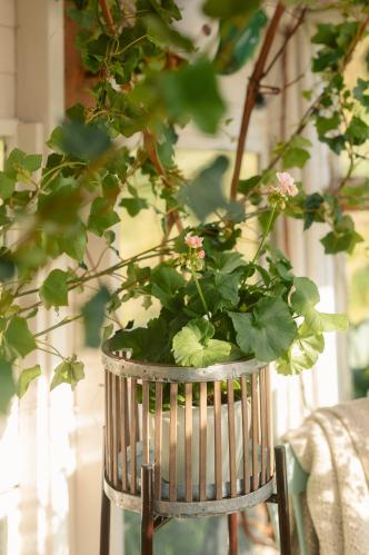 Korg på piedestal - Zink/Bambu 110 x Ø40 cm - www.frokenfraken.se