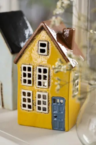 Ljuslykta - Hus - Nyhavn - Gult - 19 cm - www.frokenfraken.se