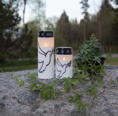 Gravljus - Duva - Batteriljus LED - 7,5 x 20,5 cm - Timer - www.frokenfraken.se