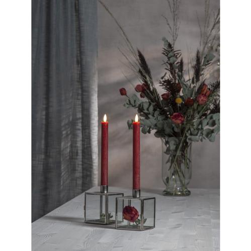 Batteriljus - Röd - Kronljus/Antikljus - Flamme - 2 st - 24,5 cm - Timer - www.frokenfraken.se