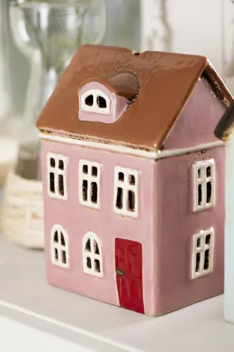 Ljuslykta - Hus - Nyhavn - Rosa - 15,5 cm - www.frokenfraken.se