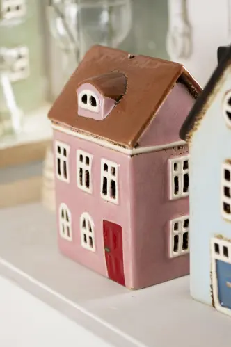 Ljuslykta - Hus - Nyhavn - Rosa - 15,5 cm - www.frokenfraken.se