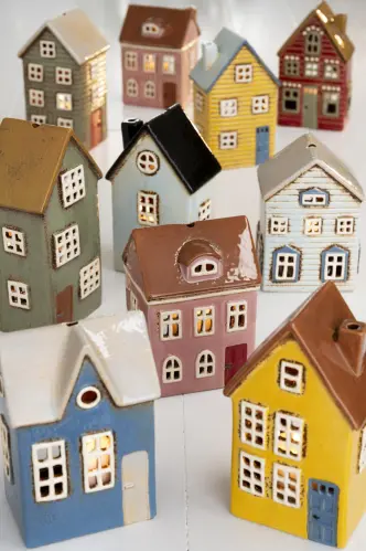 Ljuslykta - Hus - Nyhavn - Rosa - 15,5 cm - www.frokenfraken.se