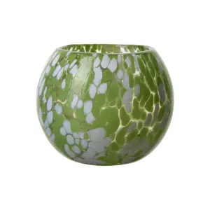 Värmeljushållare - Dot - Grön - Ø13 x 10 cm - www.frokenfraken.se