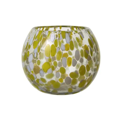Värmeljushållare - Dot - Gul - Ø13 x 10 cm - www.frokenfraken.se