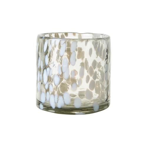 Värmeljushållare - Dot - Vit/isblå - Ø9 x 9 cm - www.frokenfraken.se