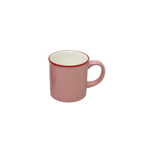 Mugg - Rosa med röd kant - 6-pack - Keramik - 10 x 8,5 cm - www.frokenfraken.se