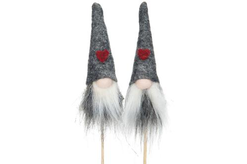 Tomtar på stick - 2-pack - Röd/Grå - 12 cm - www.frokenfraken.se