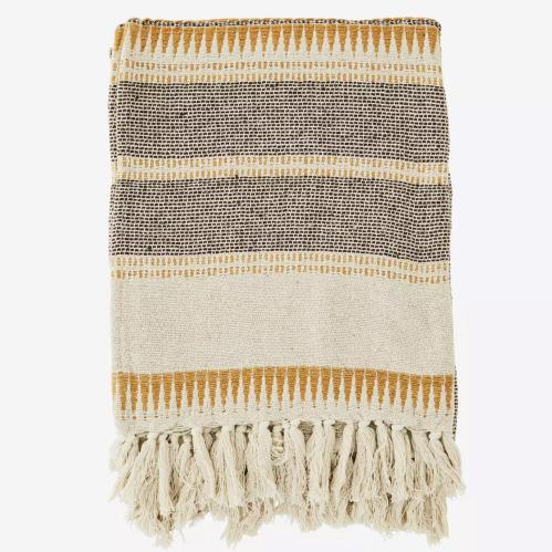 Pläd - Återvunnet bomull - Honung - 125 x 150 cm - www.frokenfraken.se