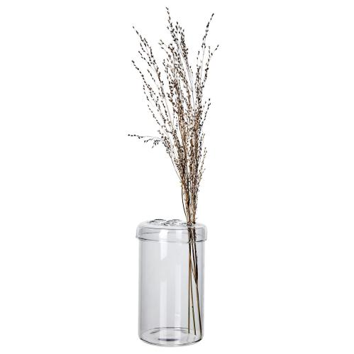 Vas med lock med hål för blomstjälkar - Glas - Ø10 x 17 cm - www.frokenfraken.se