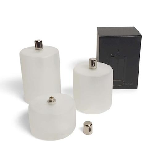 Oljelampa - Frostat glas - Cylinder - Silver - 11,5 x 8 cm - www.frokenfraken.se